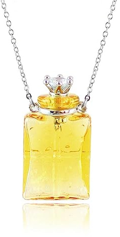 HXSCOO 1PC Murano Glass Perfume Colorful bottles Aroma Vial Jewelry Essential Oil Diffuser Necklaces For Women (Color : Yellow Bottle)