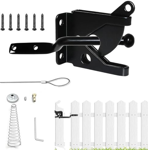 Gartentor Riegel, Gartentor Riegel Latch Edelstahl, Gartentor Riegel Automatischer, Torverriegelung Schwarz, Gartentür Riegel Edelstahl, Schwerkraft-Verriegelung, für Gartengehege, Hühnerställe
