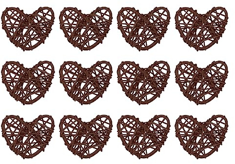 sourcing map 20 Stück Herz Deko Rattan Deko, 5 cm Fensterdeko Hängend Styropor Herz Kranz Natürlich Wicker Türdeko Haustür für Valentinstag Dekoration Hochzeit, Kaffee