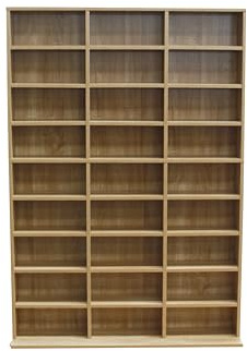 Lillyvale CD OAK Bookcase Storage Shelf Case Cabinet Rack Unit Tower Organizer Adjustable Wooden Book Bluray Video Games Up To 837 CD's