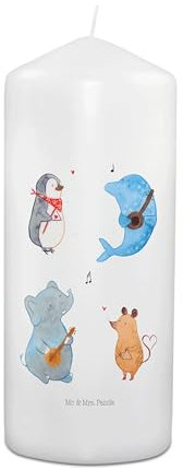 Mr. & Mrs. Panda Wachskerze Big Band 19 x 8 cm - Geschenk, Elefant, Hund, Delfin, Musik, Osterkerze, Kommunionskerze, Hochzeitskerze, Maus, Lustige Sprüche, Weihnachtskerze, Pinguin, Grosse Kerze