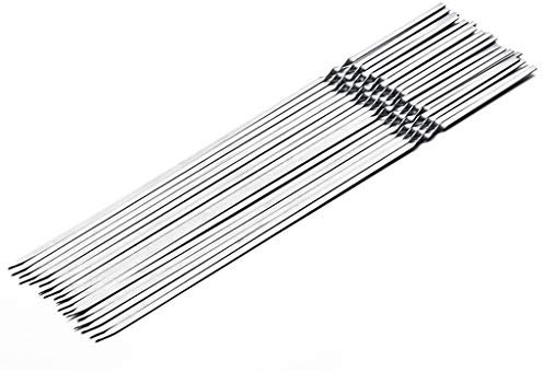 RajoNN 20 Stück Wiederverwendbare Flache Grillspieße 304 Edelstahlnadel BBQ-Sticks Grillspieße 28 cm Outdoor-BBQ-Zubehör