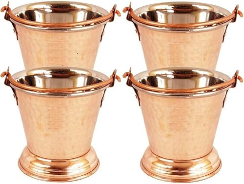 BishtHub Balti Balti - Cubo de acero para servir platos, utensilios de cobre, utensilios de cocina, utensilios de cocina, utensilios de cocina y vajilla, 350 ml (paquete de 4)