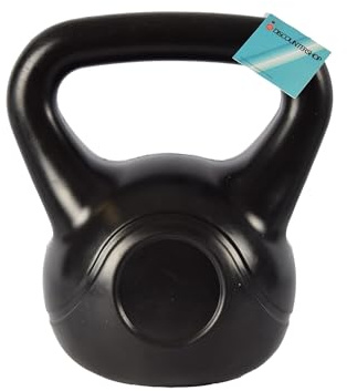 Kettlebell 10 kg, Schwarz, Zement gefüllt, Optimale Fitnessausrüstung für Kraft und Ausdauer, 28X25X19 cm, Universal Hantel für Herren und Damen