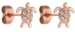 Purelei White Turtle Ohrringe Damen – Schildkrötenform, Edelstahl, Weißer Kristall, Wasserfest, Gold Silber Roségold, Geschenkidee Schmuck für Frauen