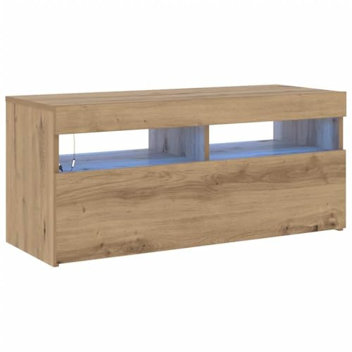 vidaXL TV-Schrank mit LED-Leuchten Artisan-Eiche 90x35x40 cm