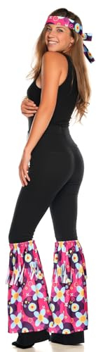 Jadive 60er 70er Jahre Hippie Set Hippie Zubehör 1 Stirnband 1 Parr Beinstulpen Damen 70er Jahre Party Outfit Hippie Accessoires Hippie Kleidung Hippie Kostüm für Disco Fasching Karneval Halloween