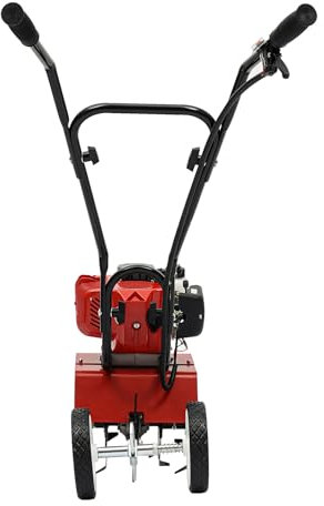 Beaudreaul Fresa da giardino a benzina 52cc - motore a 2 tempi per giardino, zappa, mini fresa da terra - ideale per scarificazioni e scavi, 1,9 kW, alluminio, rosso