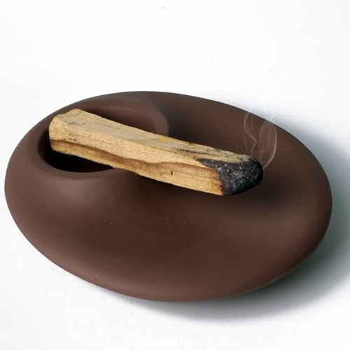 BEYLAB Palo Santo Soporte para Varillas de Incienso para Palo Santo Quemador de Madera ahumada, meditación, Yoga, quemadores de Madera, Soporte con cenicero Moderno, Minimalista - Marrón