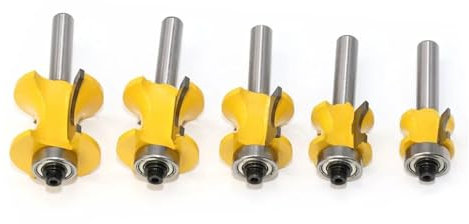5 Piezas de Brocas de Punta Redondeada de 8 mm con vástago de Media caña, Brocas for fresadora de Madera con 2 Ranuras y rodamientos, Herramienta for Trabajar la Madera, Cortador de fresado