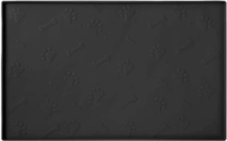 Silikon-Futtermatten für Haustiere - wasserdichte Hunde- und Katzenplatzmatten mit erhöhten Rändern (Schwarz, 40x30CM)