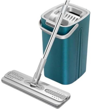 SHCHNA Mopa Mop Mopas Fregona Juego De Trapeadores Herramientas De Limpieza Limpiador De Pisos Trapeadores con Balde Trapeador Plano para Cocina Trapeador de Limpieza(Blue)