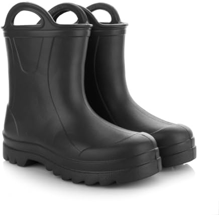 Lemigo Bottes de pluie pour enfants très légères en mousse EVA avec poignée pour garçons et filles 735 Doggy (Noir, Système Taille Chaussures EU, Enfant de 2 à 5 ans, Numérique, Moyen, 25)
