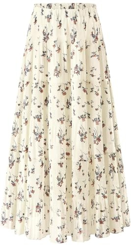 comefohome Maxi Skirts for Women UK Pleated Long Flowy Chiffon Elasticated Waist Tiered A Line Ladies Summer Skirt