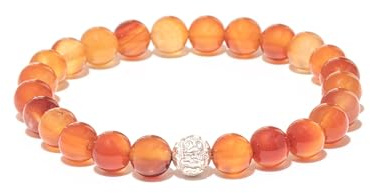 BERGERLIN Naturstein Perlenarmband Damen Herren, 8mm, 925 Silber | Naturstein Armband Damen 8mm: echte Heilsteine, 925 Silberperle mit Mantra – vom deutschen Prüflabor bestätigt.
