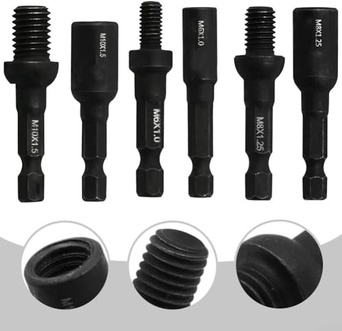 Woodworking Socket Adapter Set with Hanger Bolt Driver for M6/M8/M10 Applications (M8)