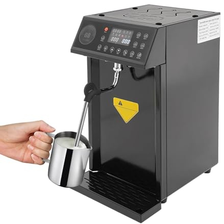 ANGDI Montalatte a Vapore Professionale, Macchina per Schiuma di Latte elettrica con Caldaia da 8 Litri, Macchina Intelligente per schiumare Acqua bollente a Vapore, montalatte per caffè(Black)