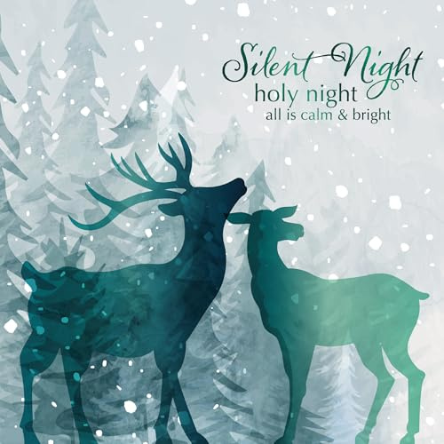 Weihnachtskarten mit Umschlag Set 10 Stück - Hirsche im Schnee, 10 Nostalgie Weihnachtskarten für Weihnachten mit Umschlägen, Christmas Cards auf English, Just Cards Direct