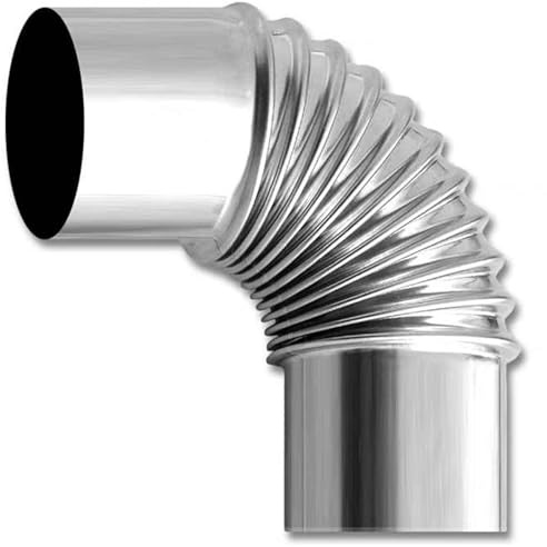 Ofenrohr Bogen 90 Grad, Ø 5~20cm Rohrbogen, Edelstahl Kaminaufsatz, Ofenrohr Erweiterung für Kamin Ofenknie Silber Rohr Winkel, Gerader Schornsteinanschluss, Herd(11cm)