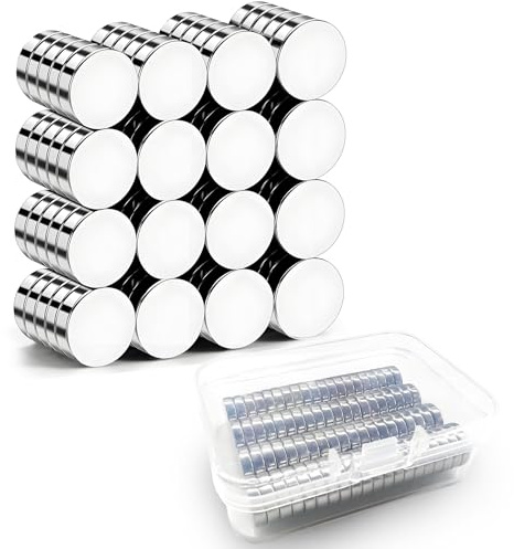 NXPUXP 80 PCS Aimant Neodyme,10x3mm Aimants Ronds Extrêmement Puissants,pour Réfrigérateur, Images,Bricolage,Carte,Tableau Blanc,avec Boîte de Rangement