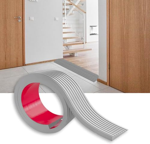 Ecowiaye Türschwellenrampe 100x8x3cm, Selbstklebende Gummirampe bis 800 kg belastbar, rutschfest, Schwellenrampe Höhenausgleich 3 cm für Saugroboter Rollstuhlrampe Türschwelle (Grau)