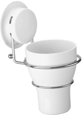 OFFSCH Porta Spazzolini da Parete Bicchiere in Plastica per Gargarismi Supporto Muro per Spazzolini e Dentifricio Portabicchieri da Bagno Senza Installazione di Viti