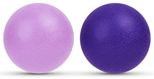 URAQT Lacrosse massageboll set, 2-pack kropps- och fotmassageroller, muskelmasserare hård lacrosse-boll för plantar fasciit, triggerpunktsterapi, djup näsduk (mörklila + ljuslila)