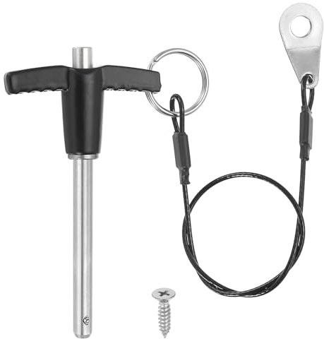 PATIKIL Perno A Sgancio Rapido In Acciaio Inox 304 Diametro 1/4 (6mm) Lunghezza Utile 2 (50mm) Perni A Maniglia T Con Pulsante E Cavo Di Sicurezza Da 25cm Vite M5 Colore Argento