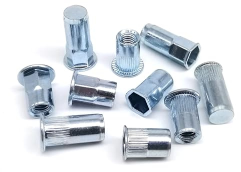 Tuerca remachable M5, rosca, cabeza plana, pequeño avellanado, hexagonal, acero, 20/40/100 unidades(Type D,100pcs M5)