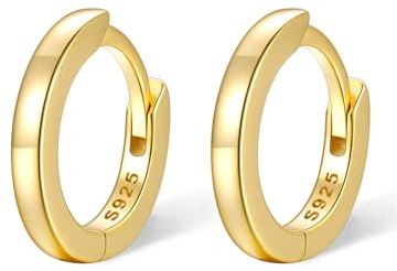 SILVERCUTE Creolen Silber 925 Klein für Damen Mädchen 8mm/10mm/12mm Helix Piercings Schleifen Ohrringe Hoop Glänzende Ohrschmuck