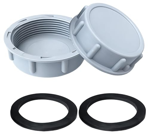 2 Pcs Plastic End Caps, Female Threaded Leak-Proof Drain Seal Blanking Cap for Washing Machine Kitchen Bath Laundry Waste Pipes (45mm)