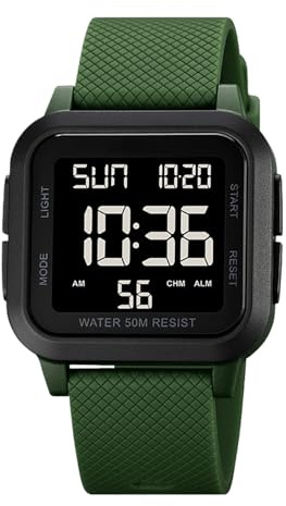 Reloj deportivo para hombre – Pantalla LED digital cuadrada con temporizador y retroiluminación, diseño resistente al agua para natación, entrenamiento físico y diario | Viajes