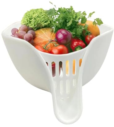 Cesta de Drenaje Multifuncional | Para Escurrir, Lavar y Enjuagar - Resistente a Altas Temperaturas - Utensilio de Cocina Multifuncional, Colador de Alimentos y Cuenco Filtro para Drenar, Lavar y Enju