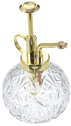 DEARMAMY Mini Arrosoir en Verre Transparent Tête Dorée, Flacon Pulvérisateur pour Jardinage et Entretien des Plantes D’intérieur ’extérieur, Pulvérisateur Précis pour Fleurs et