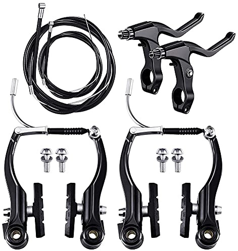 KikoSpark Komplettes Fahrrad und Mountainbike Set, V Bremse + ÄUßEre Kabel + Hebel + Vorder und Radbremse Kabel Fahrrad Bremse ZubehöR