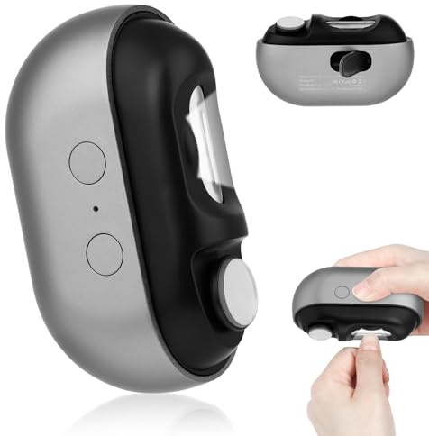 AOOWU Elektrisk nagelklippare, 3-i-1 uppladdningsbar automatisk nagelklippare, elektrisk nageltrimmer med LED-ljus och fångare – säkerhetsnagellrimmer för smärtfri tånagel/nagelklippare, lågsyn