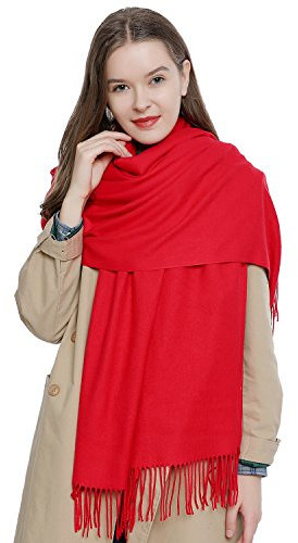 DonDon Schal Damen Winter Wollschal Winterschal warm weich 185 x 65 cm rot