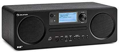 auna Worldwide CD - Internetradio mit Bluetooth, DAB/DAB+ Radio, MP3-fähiger USB-Port, mit CD-Player, Spotify Connect, AUX, App Control, Timer, schwarz