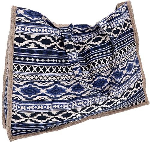 GURU SHOP Riesige Boho Strandtasche, Shopper, Einkaufstasche - Blau, Herren/Damen, Baumwolle, Size:One Size, 47x60x10 cm, Bunter Stoffbeutel