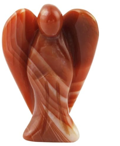 Nupuyai Karneol Schutzengel Figur Handschmeichler Engel Glücksbringer | Handschmeichler Engel Heilstein, Edelstein Schutzengel Figur Deko, Taschenengel, Talisman Glücksengel Geschenk für Frauen