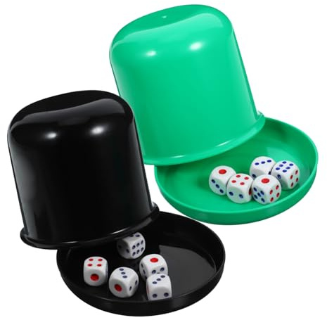BESPORTBLE 5 Stück Würfelspielset mit Dickem Abs Becher und 25 Würfeln Würfelbecher für Familien Pub und Party Ergonomischer Griff Zufällige Farben