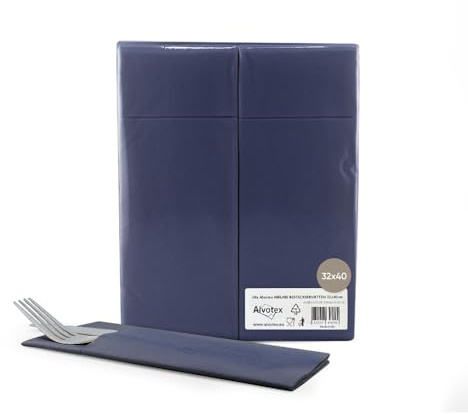 Alvotex CHIC Airlaid 50 Servietten, 1/8 Falten Stoffähnlich, hochwertige Einwegserviette, 32x40 cm, Dunkel Blau