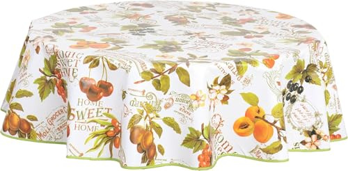 Home Direct - Mantel Redondo (PVC, fácil de Limpiar, 140 cm x 55 cm), diseño de Frutas
