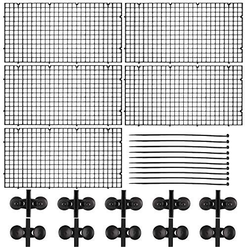 5 Stück Trennwand für Aquarien Fisch Tank Teiler Kunststoff Gitter Teiler Isolation Board Divider Filter Patition Board Net Aquarium Gitter Divider mit Saugerclips und Schwarze Kabelbinder