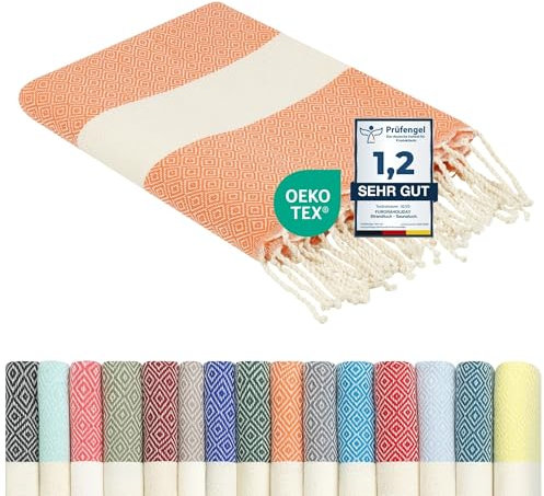 furora HOLIDAY Telo Mare Grande, cotone 100x200 cm | Telo Spiaggia antisabbia | Asciugamano Mare Fouta, frange e angoli - Pareo Donna Uomo Ragazzi | Pic Nic Beach Towel Coperta, lungo leggero
