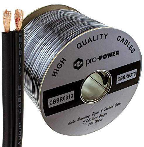 kenable Double cuivre desoxygéné Individuellement Lap Screened/Shielded l'audio Parleur câble Noir 100 m bobine [100 mètre]