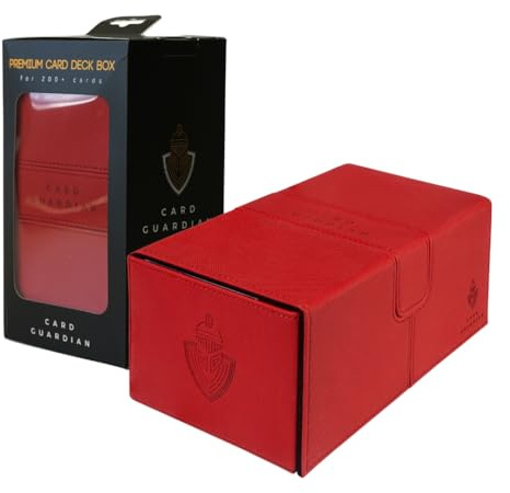 Card Guardian - Caja de doble mazo premium para más de 200 cartas, juegos de cartas coleccionables TCG (rojo)