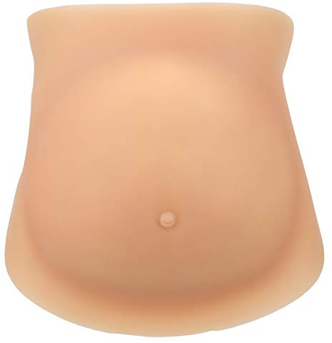Fake Pregnancy Belly, Silicone Artificial Pregnancy Bump, Real Feel Soft Pregnant Tummy Elastic Maternity Belly Bands Lifelike Breathable Performance Photography Props for Actor/Cosplay/Spoof(L)