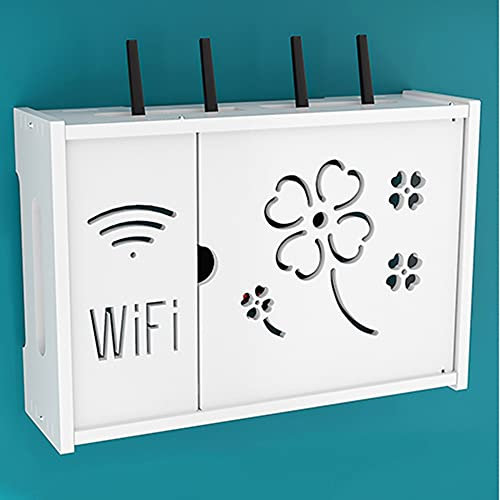 Scaffale a muro portaoggetti per router, scatola portaoggetti set-top box, scatola per lo smistamento delle prese del cavo di alimentazione, scatola portaoggetti multifunzione/espositore/ripiano