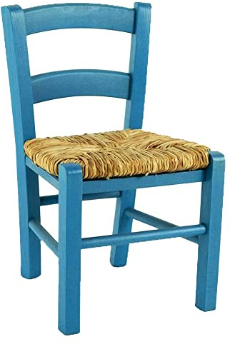 Liberoshopping BABYSTUHL AUS Holz MIT STROHSITZ, Stuhl für Kinder (Blau)